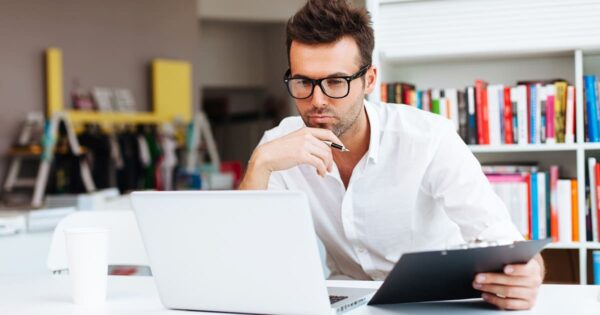 man working on laptop