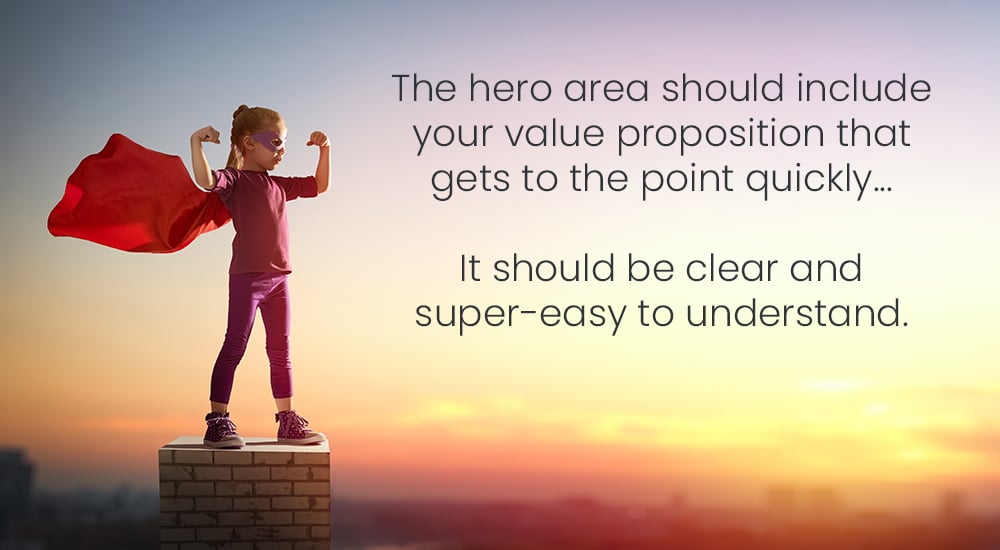 high converting homepage hero area